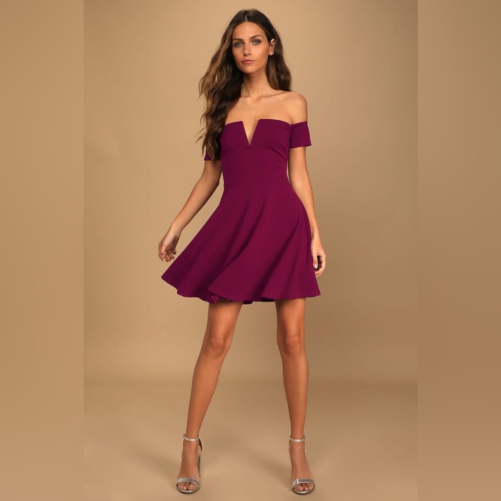 (NWT) Lulus Off-the-Shoulder Skater Dress